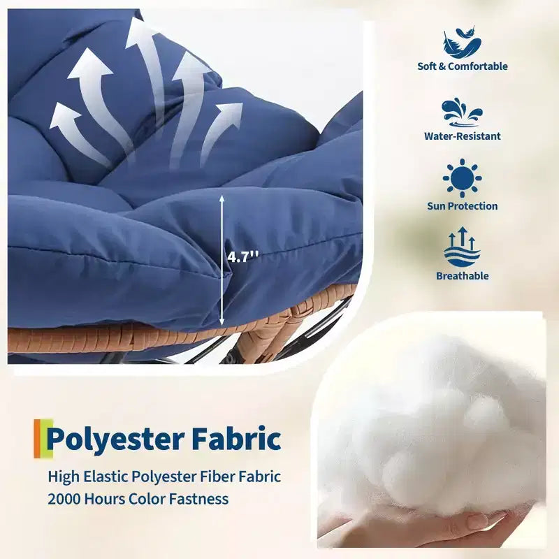 Fauteuil à bascule avec coussin et repose-pieds amovibles