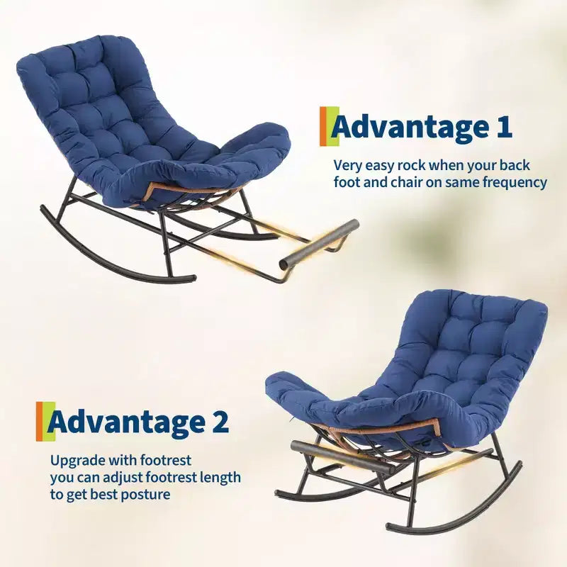 Fauteuil à bascule avec coussin et repose-pieds amovibles