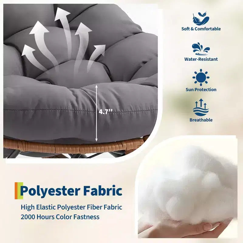 Fauteuil à bascule avec coussin et repose-pieds amovibles