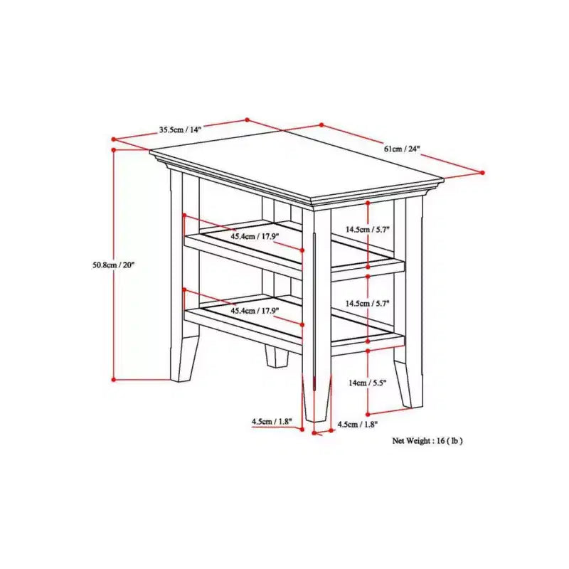 Table d'appoint de canapé étroite