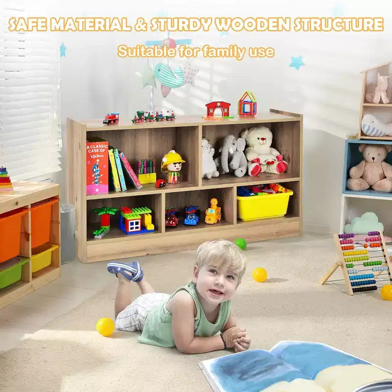 Meuble de rangement en bois à 5 casiers pour enfants, bibliothèque, rangement de jouets