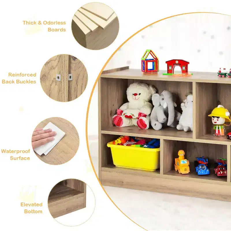 Meuble de rangement en bois à 5 casiers pour enfants, bibliothèque, rangement de jouets