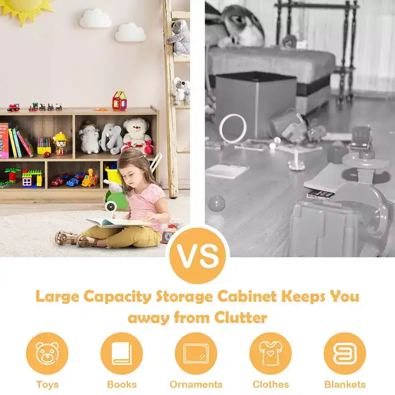 Meuble de rangement en bois à 5 casiers pour enfants, bibliothèque, rangement de jouets