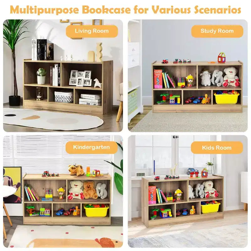 Meuble de rangement en bois à 5 casiers pour enfants, bibliothèque, rangement de jouets