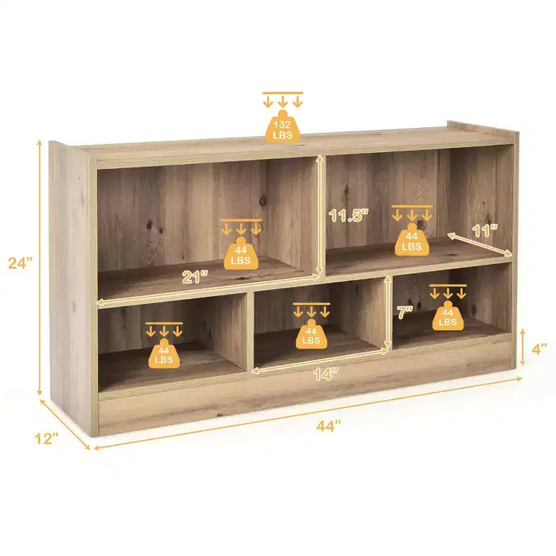 Meuble de rangement en bois à 5 casiers pour enfants, bibliothèque, rangement de jouets