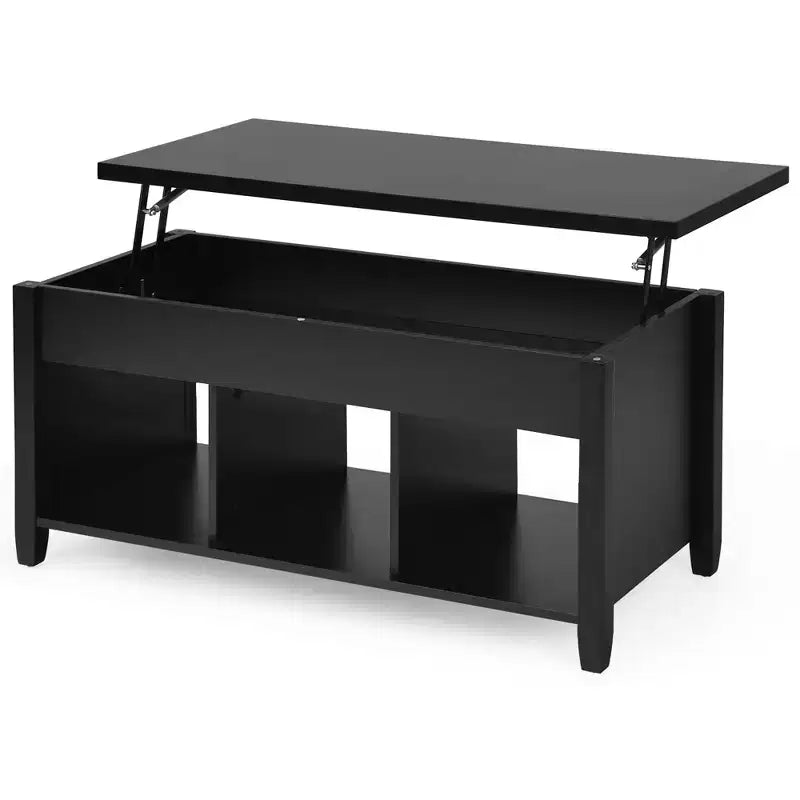 Table basse relevable avec compartiment de rangement caché et étagères