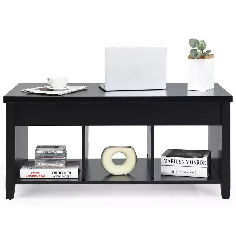 Table basse relevable avec compartiment de rangement caché et étagères